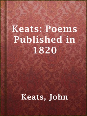 Keats: Poems Published in 1820 - ebook